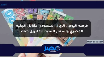 فرصة اليوم.. الريال السعودي مقابل الجنيه المصري وأسعار السبت 19 إبريل 2025